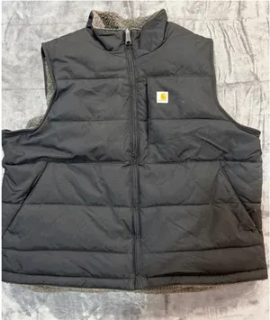 Carhartt Reversible Vest Womens Black Grey Sherpa Quilted OV5607-W XL thumbnail 1