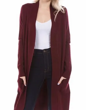 Old Navy long maroon and black cardigan sweater thumbnail 1