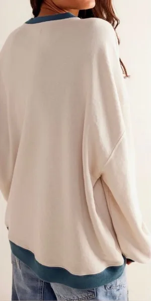 NWOT Free People We The Free Classic Crew Colorblock Sweatshirt - Tea Combo - XS thumbnail 2