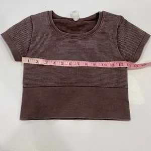 Aerie Offline XS Brown Ribbed Cropped T-Shirt Seamless Baby Tee thumbnail 7
