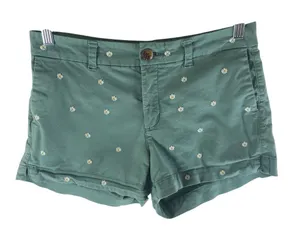 Old Navy Womens Everyday Short Twill Cotton Floral Green 2 thumbnail 1