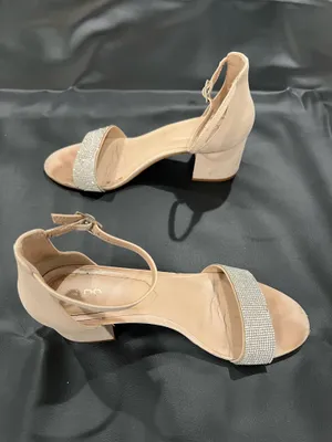 Aldo cream & tan heels with rhinestone strap #glamour #party thumbnail 5