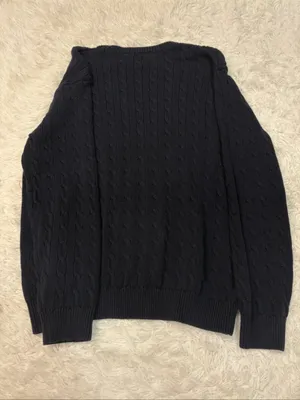 Brandy Melville navy Cable-Knit Crewneck Sweater thumbnail 3