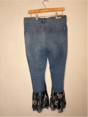 Pilcro and the Letterpress Anthropologie Flare Jean 30 Women Floral Mesh Embroidered Boho Festival thumbnail 2