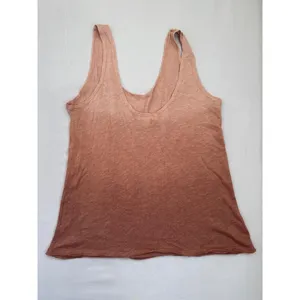 Treasure & Bond Tank Top Ombre tan Brown Slub Knit Gradient Raw Hem Sz M thumbnail 3