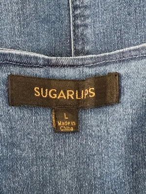 Sugar Lips Medium Wash Denim Vest with Gold Tone Buttons Size Large thumbnail 7