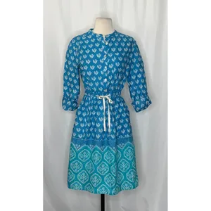 Anthropologie MEADOW RUE Anila Shirtdress Floral Blockprint Shirt Dress Size 4 thumbnail 2