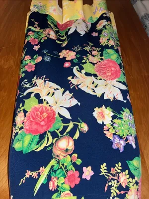 Rafaella Boho Floral Navy Blue, Yellow, Pink, Cream, & Green Midi Skirt - Size thumbnail 5