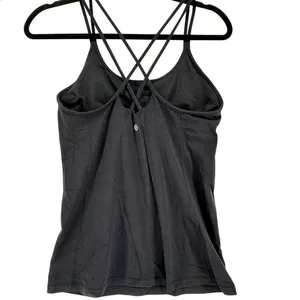 Lululemon Power Y Tank Top Black Size 8 Strappy Cross Back Built-In Bra sports thumbnail 2