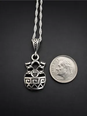Vintage Native American Masha Wedding Vase Pendant Necklace Sterling Silver 925 thumbnail 6