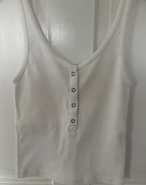 Abercrombie & Fitch White Buttoned Tank Top thumbnail 1