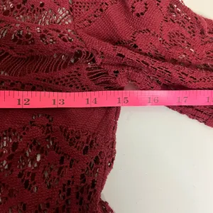 Free People Lace Mini Dress Small Burgundy Boho Bell‎ Sleeve Festival Wedding thumbnail 6