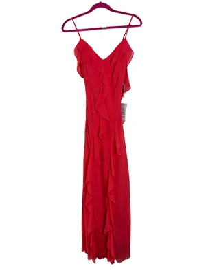 XSCAPE Ruffle Sweetheart Maxi Dress Coral Pink Petite 8 HOCO Prom Formal NWT thumbnail 11
