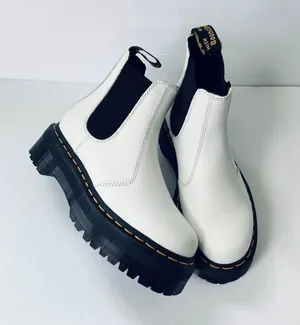 Dr. Martens 2976 Quad Platform Leather Chelsea Ankle Boots in White thumbnail 1