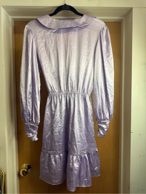 NWT! The Fashion Poet Lavender Satin Long Sleeve Dress - Size Small thumbnail 4