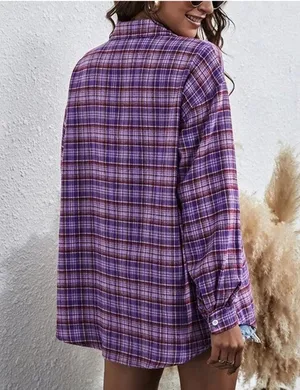 NWT Purple Oversized Flannel Size L thumbnail 3