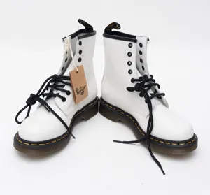Dr Martens White Leather Combat‎ Boots Size 6 thumbnail 1