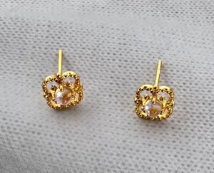 Small Tiny Hollow Stud Earrings for Women Gold thumbnail 1