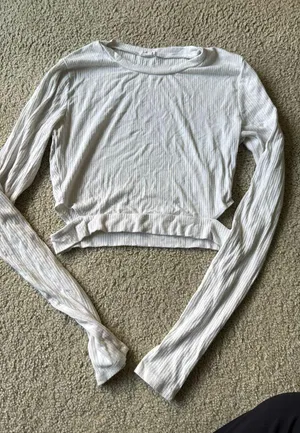 White Garage Long Sleeve Crop Top thumbnail 1