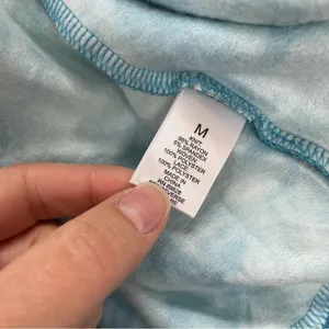 LOGO By Lori Goldstein Blue Tie Dye Crochet Kimono Open Front Cardigan M Sweater thumbnail 5