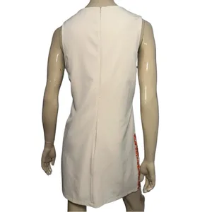 Lucy Paris Women’s Size L Cream Tan Orange Lace Hem Tank Sleeveless Sheath Dress thumbnail 4