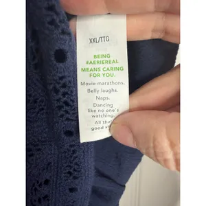 AERIE Lace Trimmed Gauzey‎ Navy Blue Shorts Size XXL thumbnail 6
