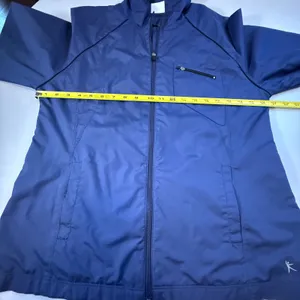 Danskin Now Womens Navy Blue Mesh Lined Full Zip Windbreaker Jacket Large 12-14 thumbnail 10
