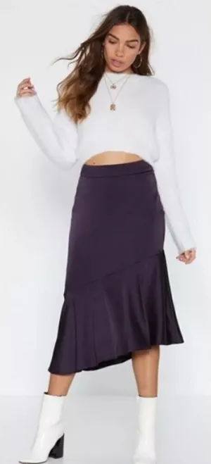Jason Wu Purple Satin Tiered Skirt Sz. XL thumbnail 1