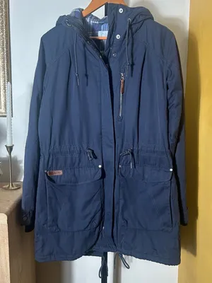 Columbia Women's Canyon Cross Jacket Parka Coat Blue Plaid‎ Hood Size Large thumbnail 1