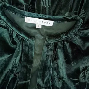 BALTIC BORN Green Velvet Artemis Maxi Dress Tonal Floral Smocked Flutter Small thumbnail 9