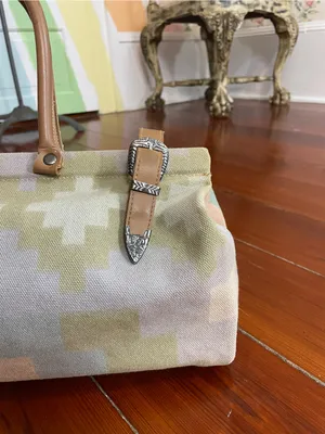 Vintage Bag Bazaar Southwestern Geometric Canvas Western Pastel Buckle Bag 💚🎀 thumbnail 4