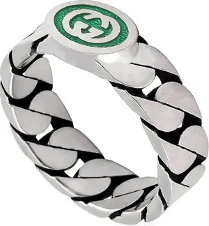 Gucci Sterling Silver Interlocking Curb Chain Ring thumbnail 1