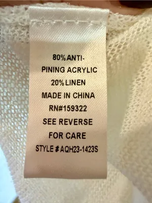 AQUA XL Ivory Linen Blend Open Knit Cardigan Lightweight Button Sweater thumbnail 9