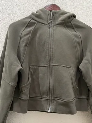LULULEMON Olive Green Scuba Oversized Full Zip Hooded Jacket Size XS/S thumbnail 2