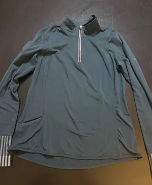 GapFit‎ Womens L Quarter Zip Long Sleeve Running Top Teal Green Thumbhole Cuffs thumbnail 1