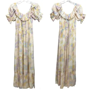 Ba&sh Noma Printed Maxi Dress Off Shoulder Ruffle Pastel Floral Size S thumbnail 4