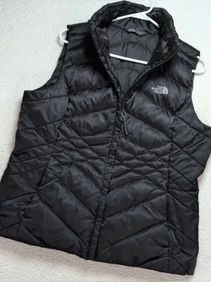 The North Face Aconcagua 550 Goose Down Puffer Vest Women’s Sz Lg Black Full Zip thumbnail 2
