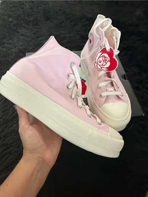 CONVERSE Chuck Taylor all star lift hi top pink hearts shoes sneakers sz 9 new thumbnail 8