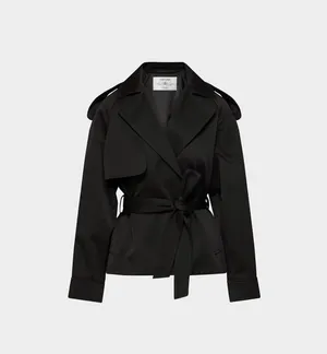 NWOT Aritzia The Davis Short Trench Coat in Black thumbnail 1