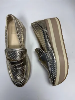 Dolce Vita Janine Chunky Platform Sole Slip-On Shoe Metallic Gold S-595 Sz 7.5 thumbnail 2