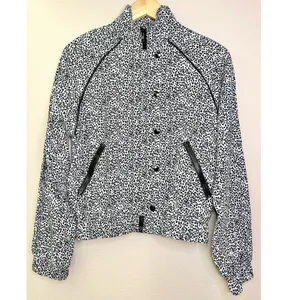 NWT Allfenix x Anthropologie Black and White Leopard Print Cropped Bomber Jacket thumbnail 8