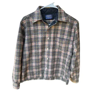 Pendleton Plaid Pure Virgin Wool Shirt Jacket Medium Made in USA Vintage thumbnail 2