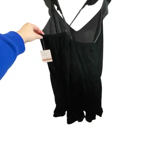 NWT Taylor Black One Piece Velvet Ruffle Trim Cross Back‎ Romper Sz 12-Flawed thumbnail 6