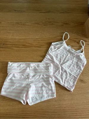 Frankie's Bikinis Pink and White Striped Cami & Short Sleep Set thumbnail 2