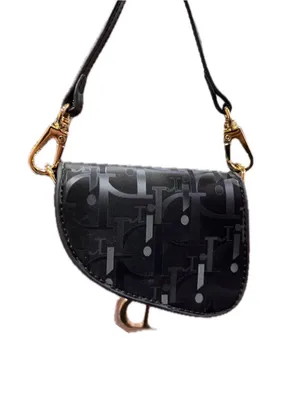 Source Unknown NWOT Mini Black D Monogram Saddle Style Fashion Purse/Keychain thumbnail 4