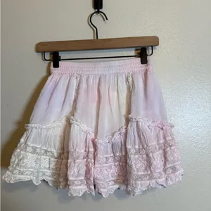 loveshackfancy floral lace pink and yellow skirt thumbnail 3