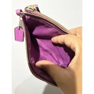 Coach Double Zip Large Wristlet Khaki /purple Signature P thumbnail 6