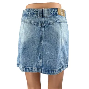 Free People We The Free Blue High Rise Distressed Mini Denim Jean Skirt Size 28 thumbnail 3