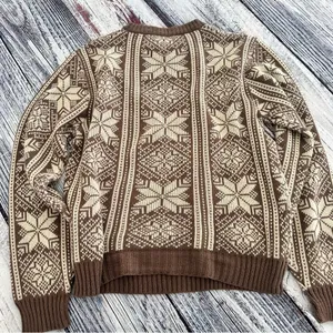 Vintage “Steep Slopes” Snowflake Sweater Tan Size M thumbnail 4