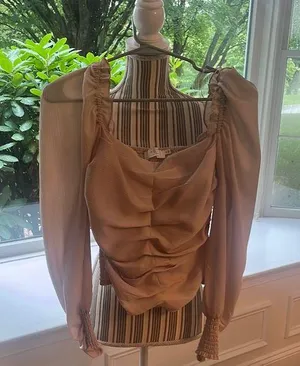 Astr Brown Ruched Long Sleeve Blouse thumbnail 1